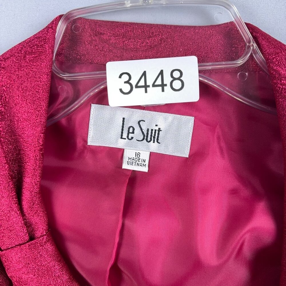 Le Suit Satin Blazer Jacket Womens Size 16 Paisley Cocktail Church Pink - Picture 11 of 11